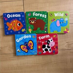 Colorful Kids Board Book Set - Ocean, Forest, Wild, Garden, Farm